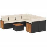  The Living Store Vrtna sedežna garnitura 9-delna z blazinami črn poli ratan - Vrtna Sedežna Garniture, (21452353) | Shoptok.si