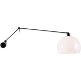 QAZQA Stenska svetilka črna s senčnikom bela 30 cm nastavljiva - Blitz | Shoptok.si