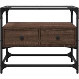 vidaXL TV omarica s stekleno ploščo rjavi hrast 60x35x51 cm inž. les | Shoptok.si