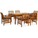 vidaXL 3058089 7 Piece Garden Dining Set with Cushions Solid Acacia Wood (45962+2x312131) Cene