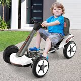  Dječji električni gokart s LED-om i dvostrano podesivim volanom te svjetlima na sjedalu - bijeli | shoptok.hr