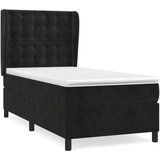 vidaXL Box spring postelja z vzmetnico črna 80x200 cm žamet | Shoptok.si