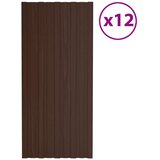 Krovni panel 12 pcs Smeđa 100 x 45 cm Pocinčani čelik - Smeđa 100 x 45 cm 12 | shoptok.hr