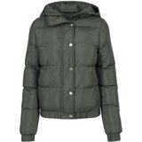 Urban Classics Women's Puffer Hooded Jacket - Dark Olive | shoptok.hr