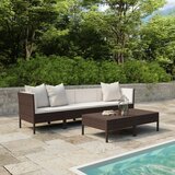 Maison Chic Seti vrtnega pohištva - Vrtna garnitura - Vrtni pohištvo set 6-delna z blazinami poli ratan rjava, (21806023) | Shoptok.si