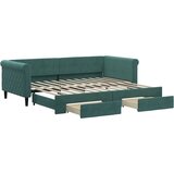 vidaXL Izvlečna dnevna postelja s predali temno zelena 90x200 cm žamet, (20936970) | Shoptok.si