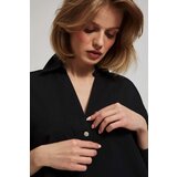 Marisse Black Shirt With Decorative Buttons And Puffed Sleeves Cene