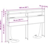 vidaXL Skladiščni naslon Siva sonoma 160 cm Konstruiran les | Shoptok.si