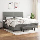Maison Chic Box spring postelja - Vzmetna postelja z vzmetnico temno siva 200x200 cm blago SL13150, (21901645) | Shoptok.si