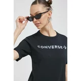 Converse Bombažna kratka majica črna barva
