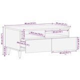 vidaXL Klubska miza s predalom Črna 80 x 54 x 40 cm Masiven les manga | Shoptok.si