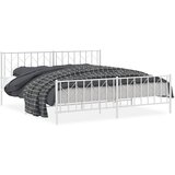 Furnova Kovinski posteljni okvir z vzglavjem in vznožjem bel 193x203 cm, (21935456) | Shoptok.si