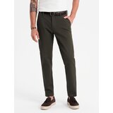 Ombre Men's REGULAR FIT chino pants with fine texture - dark green | shoptok.hr
