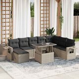 Maison Chic Seti vrtnega pohištva - Vrtna garnitura - Vrtni pohištvo set 9-delna z blazinami sv. siv poli ratan, (21796248) | Shoptok.si