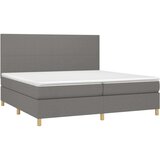  Box spring postelja z vzmetnico LED temno siva 200x200 cm blago, (20761221) | Shoptok.si