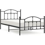 The Living Store Kovinski posteljni okvir z vzglavjem in vznožjem črn 107x203 cm - Posteljni Okvir, (21529495) | Shoptok.si