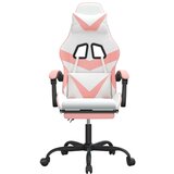  Gaming stol z oporo za noge belo in roza umetno usnje, (21378520) | Shoptok.si