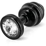Anni - analni dildo z rebri iz belega kamna - črn - (3cm)