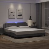 Furnova Posteljni okvir z LED lučkami siv 200x200 cm umetno usnje, (21936463) Cene