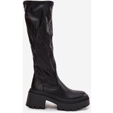 Boto Women's Boots with Thick Heel and Platform Slip-On Black Florinne | shoptok.hr