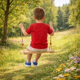 Kinder Home Dečija drvena ljuljaška za dvorište sa konopcima – prirodno drvo, 33 cm | Eponuda.com