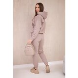 Kesi Insulated set with a sweatshirt tied at the bottom dark beige | Shoptok.si