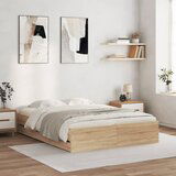 Maison Chic Posteljni okvir - Dvoposteljna postelja - Zakonska postelja s predali sonoma hrast 140x200cm inženirski les, (21694240) | Shoptok.si