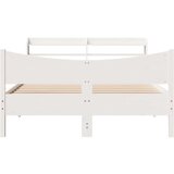  Okvir za krevet s uzglavljem bijeli 135 x 190 cm od borovine | shoptok.hr