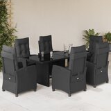  7-dijelni vrtni blagovaonski set s jastucima crni od poliratana Crna | shoptok.hr