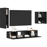  Set TV komoda 4 kom. Crni hrast Konstruirano drvo Crna 30,5 x 30 x 90 cm | shoptok.hr
