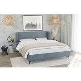Ropez Plavi tapecirani bračni krevet s podnicom 200x200 cm Basti – | shoptok.hr