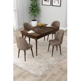 Hanah home trpezarijski set Rut, sto na razvlačenje i 4 stolice, ploča u dekoru drveta Baroque, kapućino tkanina Babyface | Eponuda.com