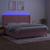  Box spring s madracem LED ružičasti 200x200cm baršunasti | shoptok.hr