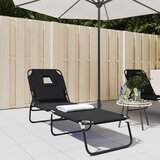 Maison Chic Zložljiv Ležalnik - Sončna ležalnik črna oxford tkanina jeklo s prašnim premazom, (22042990) | Shoptok.si