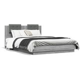 Maison Chic Posteljni okvir - Dvoposteljna postelja - Zakonska postelja z vzglavjem siva sonoma 150x200 cm inž. les-J16384, (21769910) | Shoptok.si