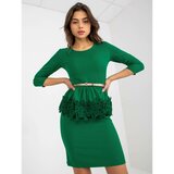 Fashionhunters Green fitted cocktail dress with 3/4 sleeves  cene