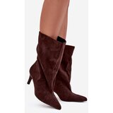 Boto Slip-on Women's Ankle Boots with Heel Chocolate Solvienne | Shoptok.si