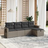 Maison Chic Seti vrtnega pohištva - Vrtna garnitura - Vrtni pohištvo set 5-delna z blazinami siv poli ratan, (21815959) | Shoptok.si