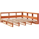  Knjižna postelja brez vzmetnice vošč. rjava 200x200 cm borovina, (21791568) | Shoptok.si