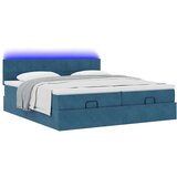 vidaXL Otomanski posteljni okvir z vzmetnicami moder 160x200 cm žamet, (21611719) | Shoptok.si