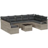  10-delni vrtni set kavčev z blazinami siva poli ratan | Shoptok.si