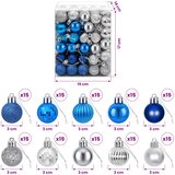  Set božićnih kuglica 150 kom. Plava i srebrna 3 cm Polistiren | shoptok.hr