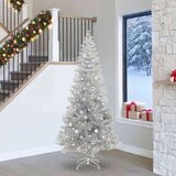 vidaXL Božično drevo med 300 LED z stojalom srebrna 240 cm PET | Shoptok.si