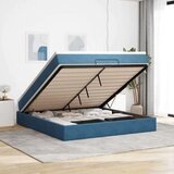 vidaXL Otomanski posteljni okvir z vzmetnico moder 180x200cm žamet | Shoptok.si