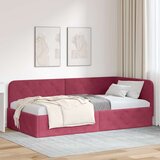  Kutni okvir kreveta Vinska crvena 90 x 200 cm Baršun | shoptok.hr