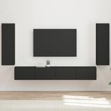  Set zidnog ormarića za TV 4 kom. Crna Konstruirano drvo Cijene