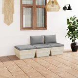 The Living Store Vrtna garnitura iz palet 3-delna z blazinami smrekovina - Vrtna Sedežna Garnitura, (21462108) | Shoptok.si