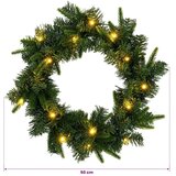  Božićni vijenac Zelena Ø 50 cm PVC i PE 25 LED lampica - Zelena 50 cm s LED svjetlima | shoptok.hr
