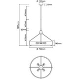 Open Design OR85655-Luster na šipci DORETTO 6xE27/15W/230V prečnik 70 cm mat hrom/bela | Eponuda.com