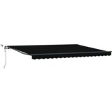 vidaXL Samodejna Retraktibilna Tenda z LED Črna 450x300 cm, Fabrika za Zamenjavo Tende za okvir 4.5x3 m Črna | Shoptok.si